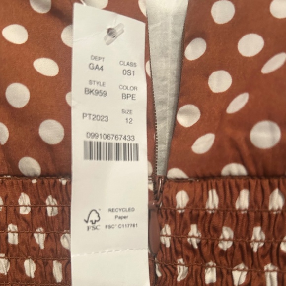 NWT J.Crew Brown and White Polka Dot Midi A-line Sundress Size 12 - Picture 7 of 12